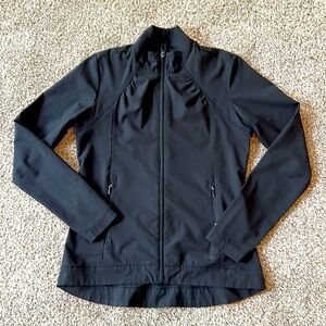 Barco One Stand Collar Black Fitted Women’s Scrub Jacket XS S